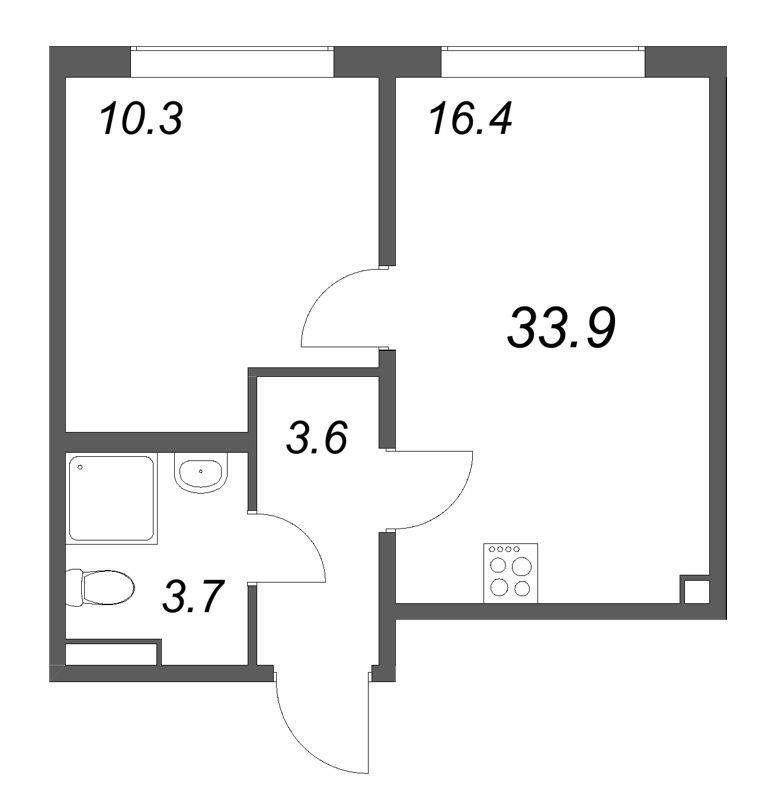 2 ккв (Евро) 33,9 м²