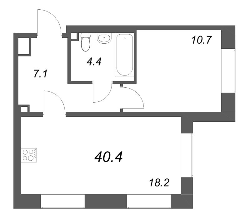 2 ккв (Евро) 40,4 м²