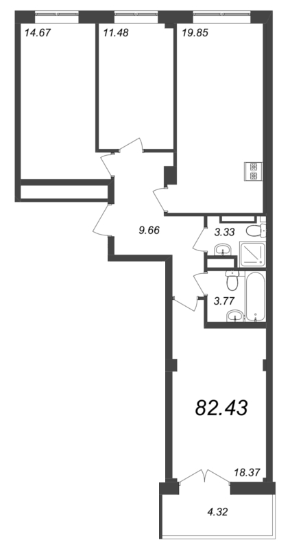 4 ккв (Евро) 83,1 м²