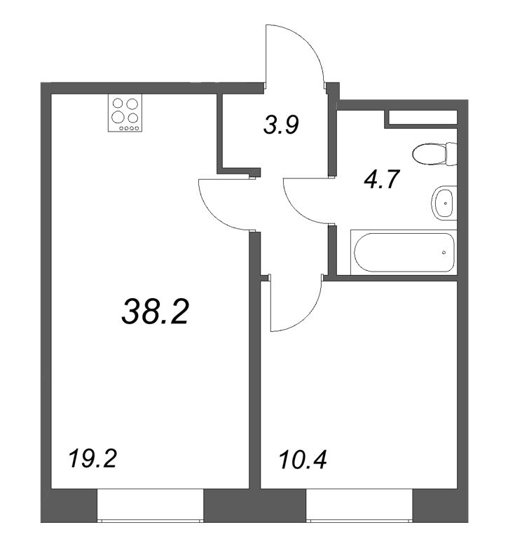 2 ккв (Евро) 38,2 м²