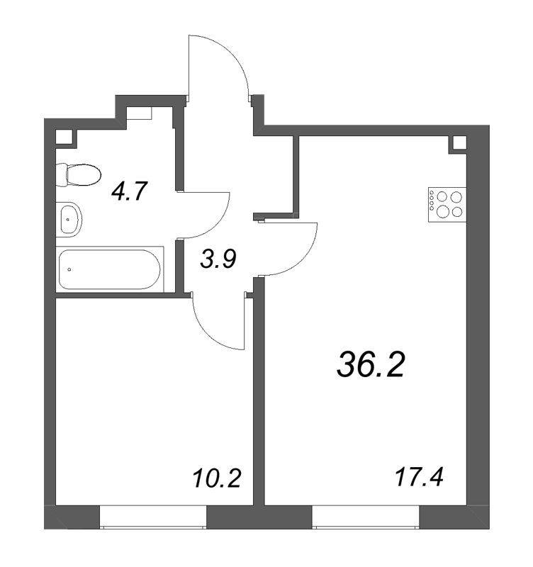 2 ккв (Евро) 36,2 м²