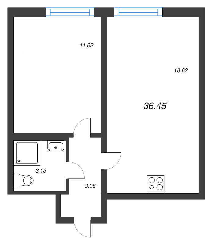 2 ккв (Евро) 36,5 м²