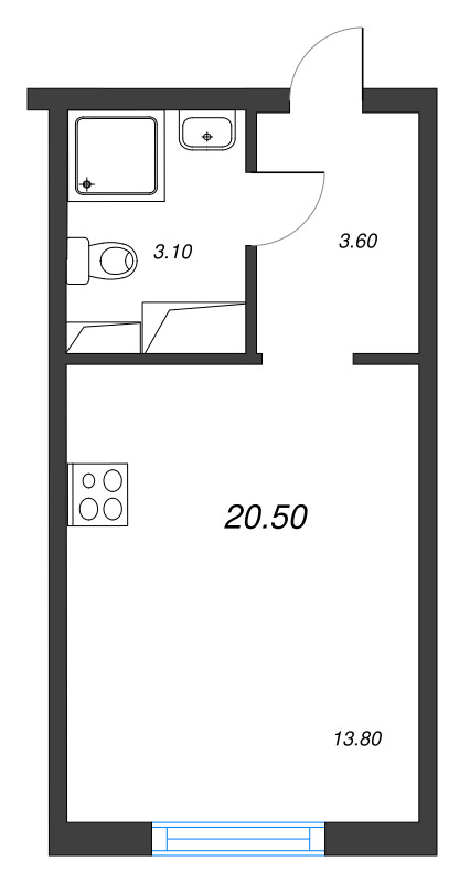 Студия 20,5 м²