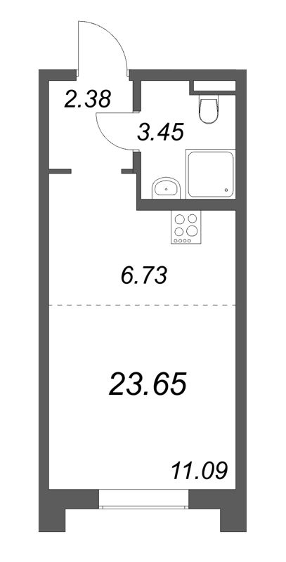 Студия 23,7 м²