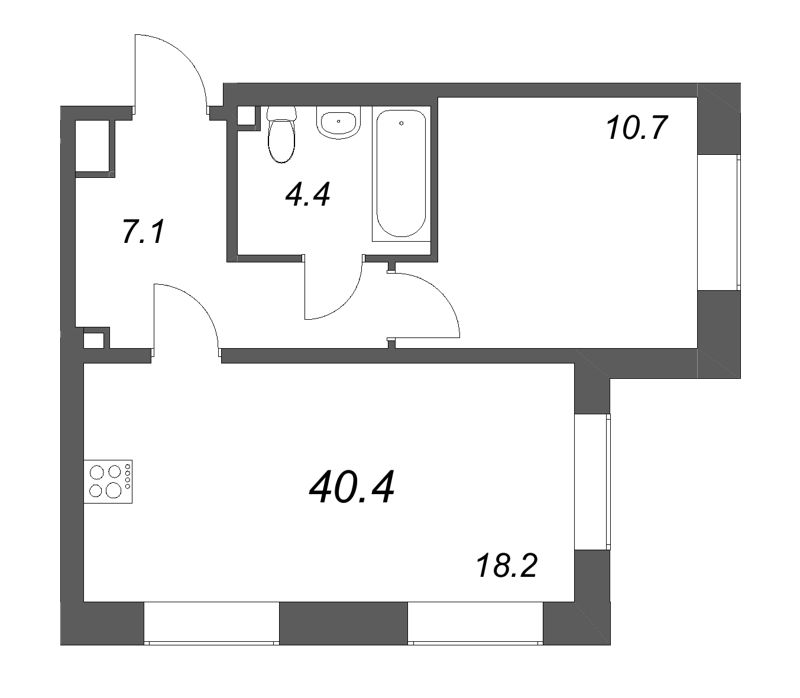 2 ккв (Евро) 40,4 м²