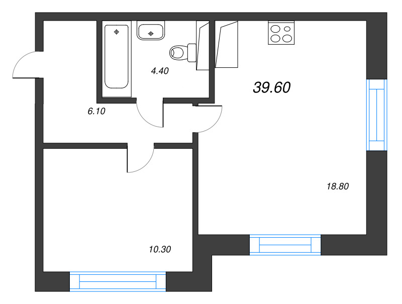 2 ккв (Евро) 39,6 м²