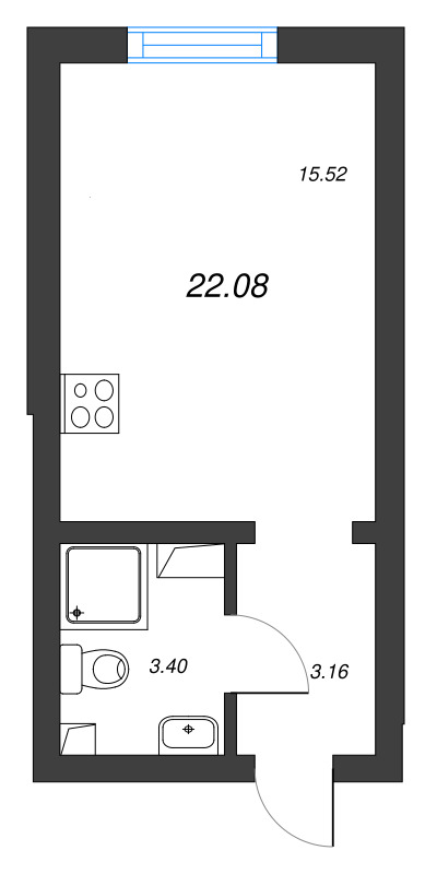 Студия 22,1 м²