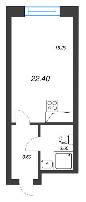 Студия 22,9 м²