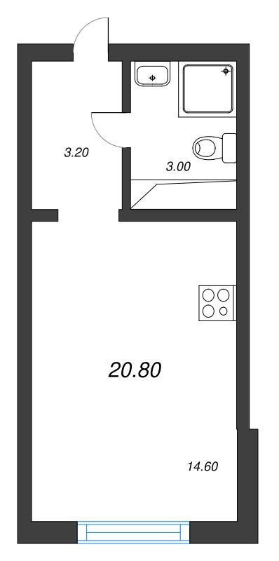 Студия 20,8 м²