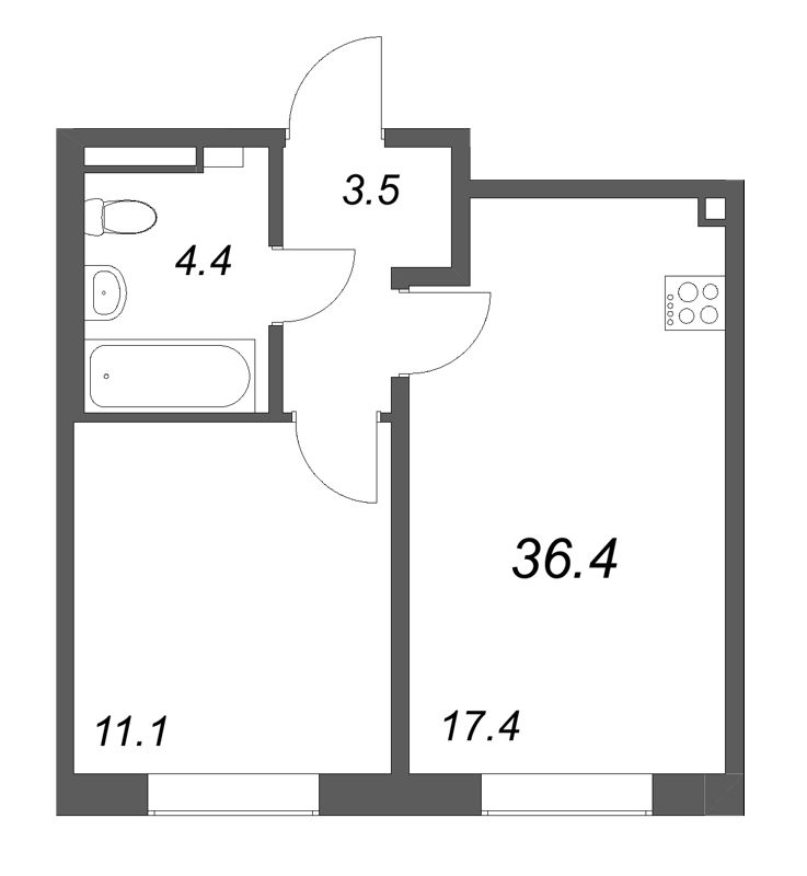 2 ккв (Евро) 36,4 м²