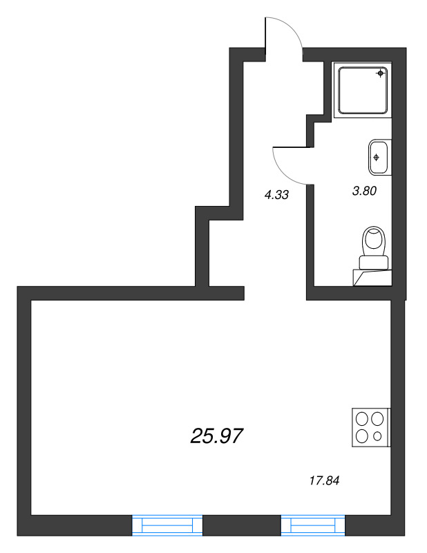 Студия 26 м²
