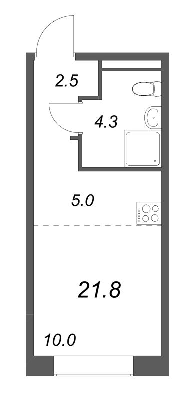 Студия 21,8 м²