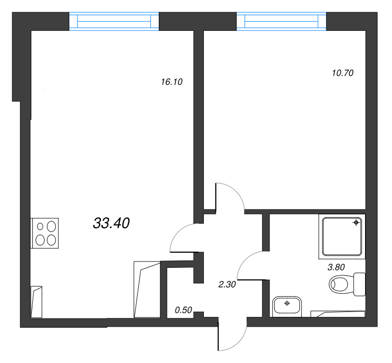 2 ккв (Евро) 33,4 м²