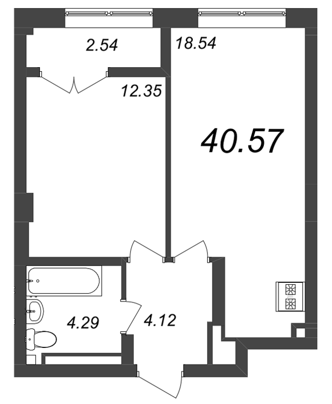 2 ккв (Евро) 40,6 м²