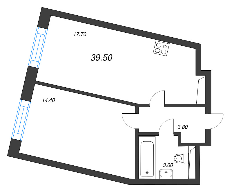 2 ккв (Евро) 39,5 м²