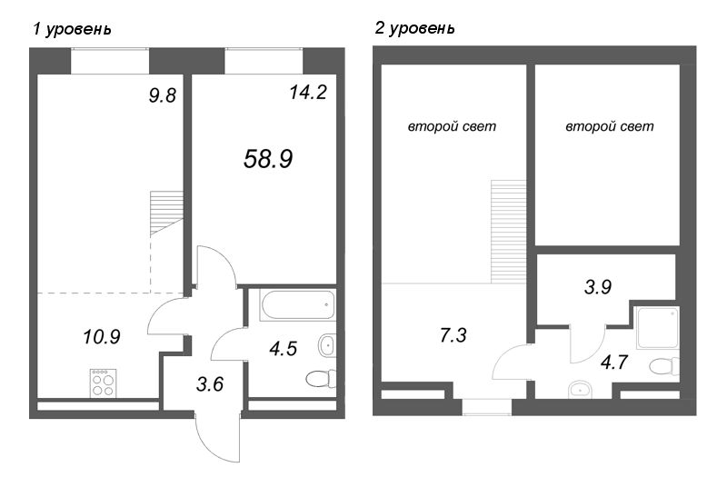 3 ккв (Евро) 58,9 м²