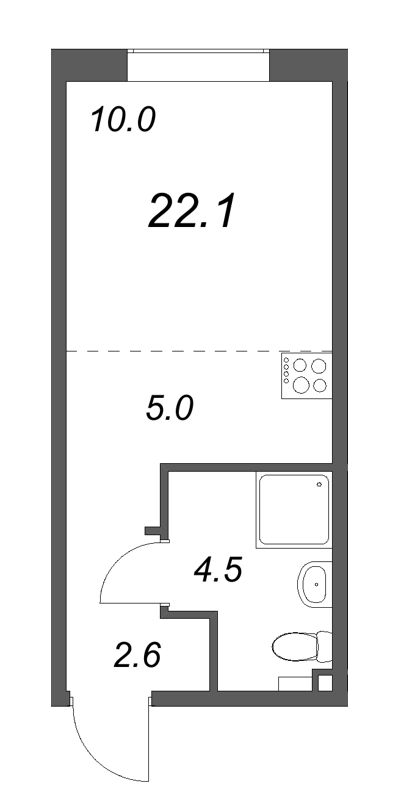 Студия 22,1 м²
