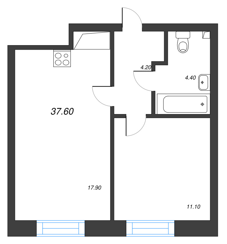 2 ккв (Евро) 37,6 м²