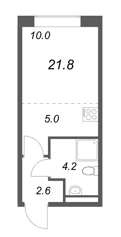 Студия 21,8 м²