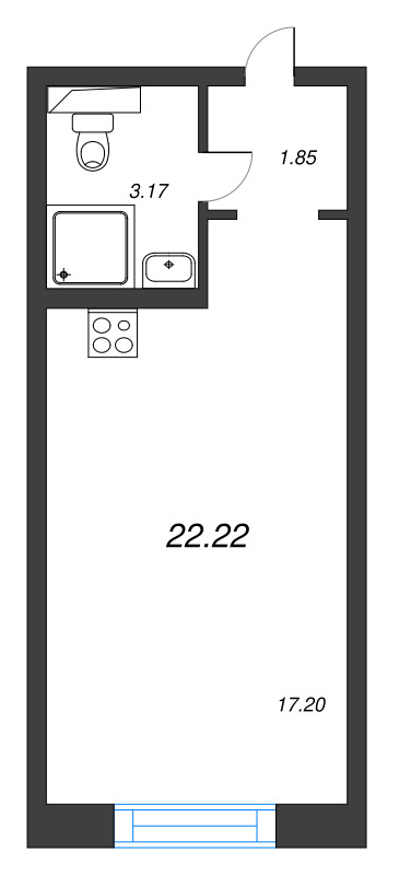 Студия 22,2 м²