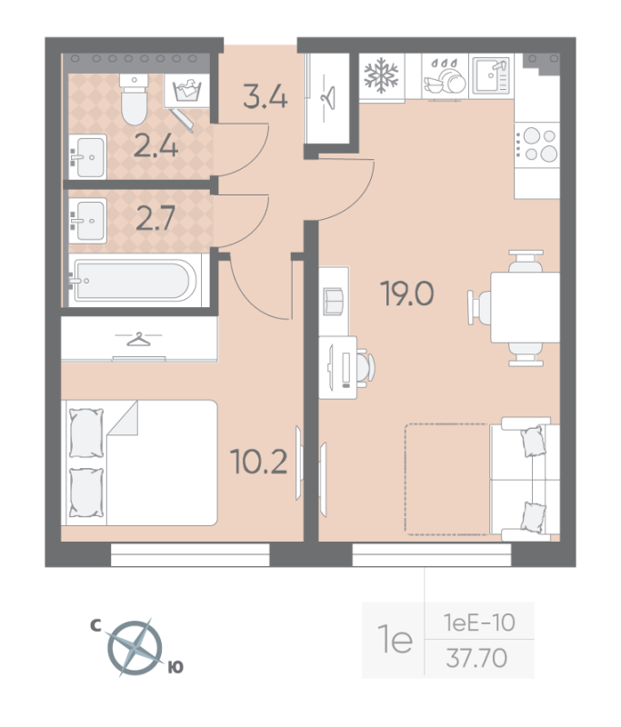2 ккв (Евро) 37,7 м²