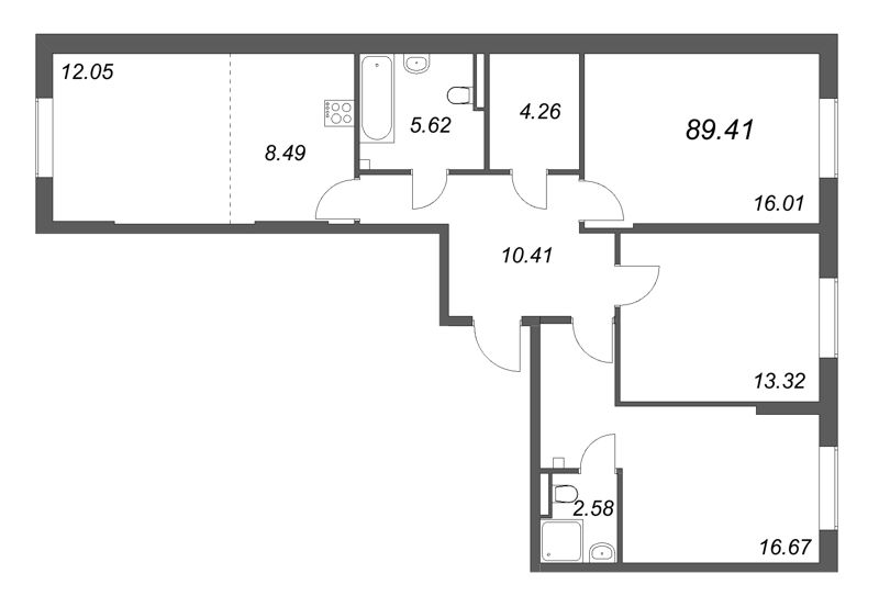 4 ккв (Евро) 89,4 м²