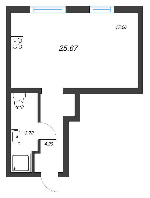 Студия 25,7 м²