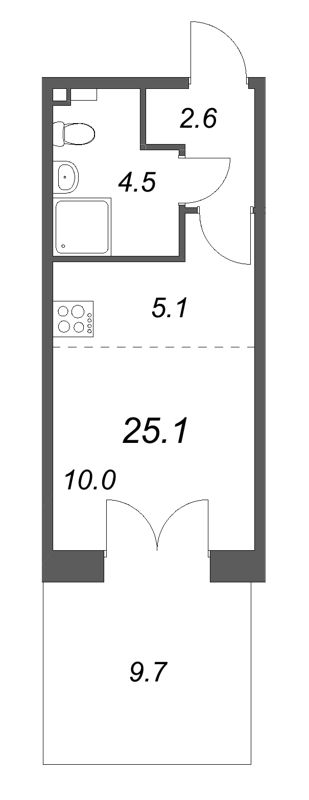 Студия 25,1 м²