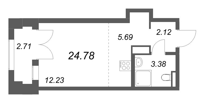 Студия 24,8 м²