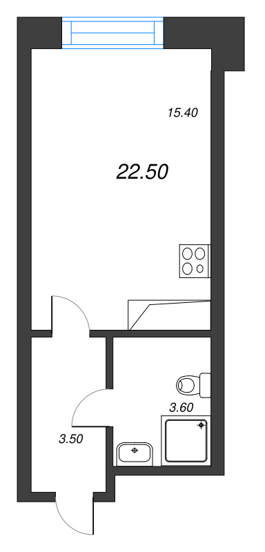 Студия 22,5 м²