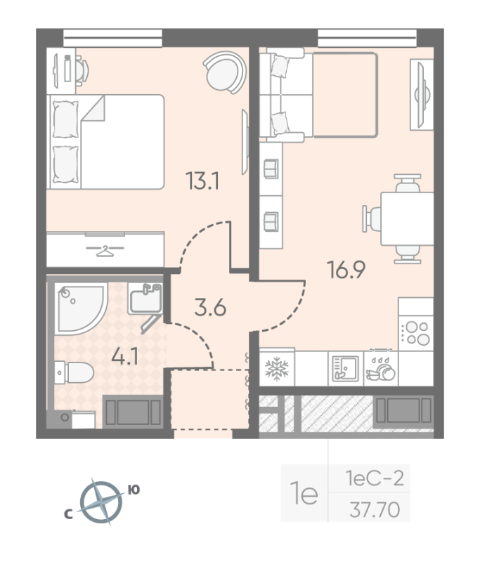 2 ккв (Евро) 37,7 м²