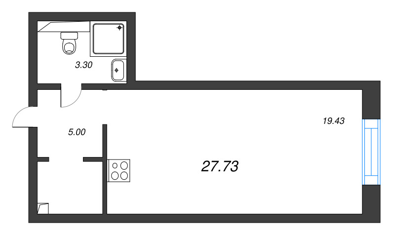 Студия 27,7 м²