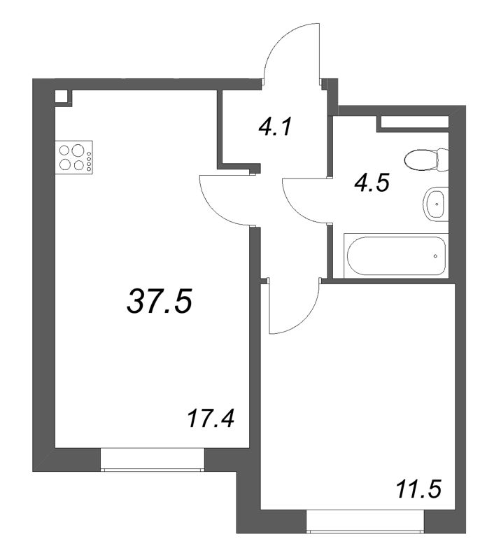 2 ккв (Евро) 37,5 м²