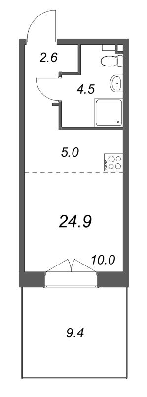 Студия 24,9 м²