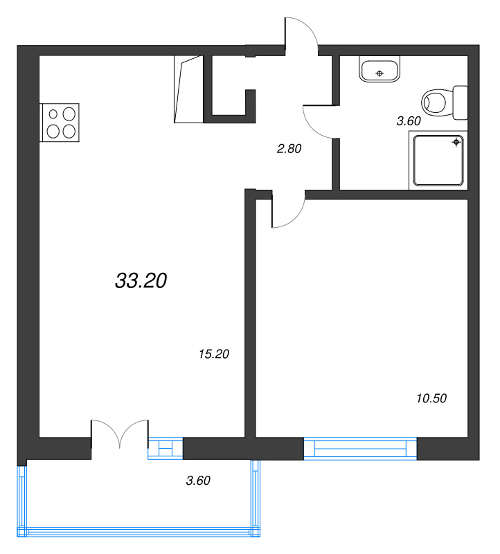 2 ккв (Евро) 33,2 м²