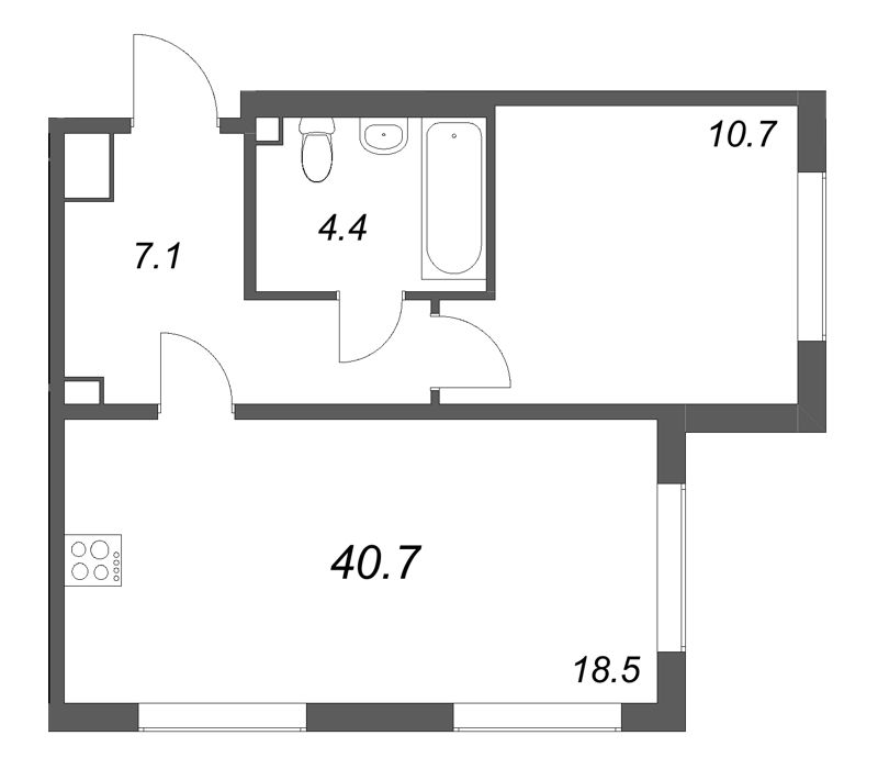 2 ккв (Евро) 40,7 м²