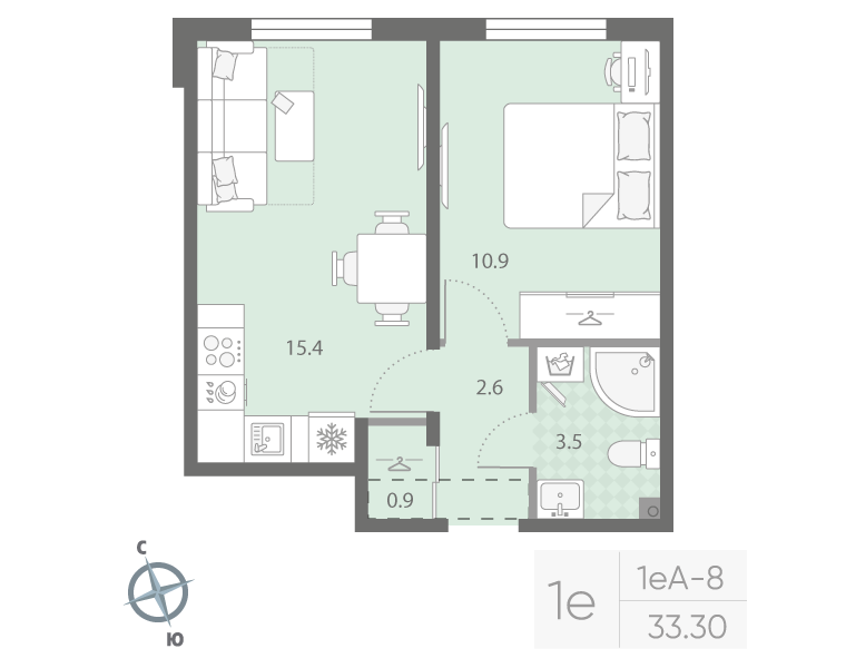 2 ккв (Евро) 33,3 м²