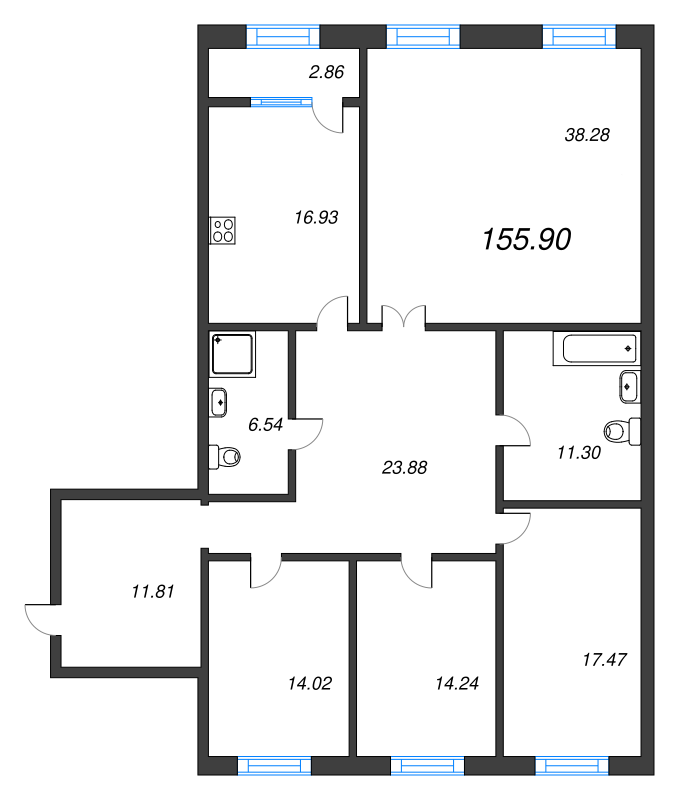 5 ккв (Евро) 156,3 м²