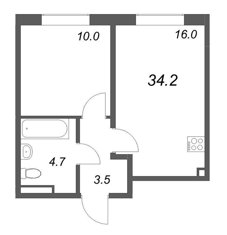 2 ккв (Евро) 34,2 м²