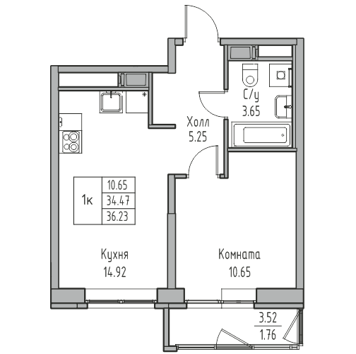 1 ккв 36,2 м²