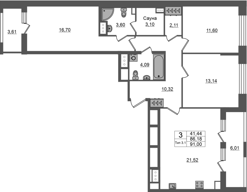 4 ккв (Евро) 86,2 м²