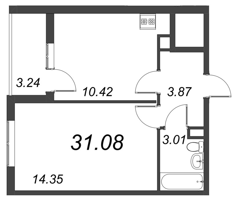 1 ккв 31,1 м²