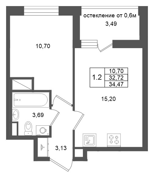 2 ккв (Евро) 32,7 м²