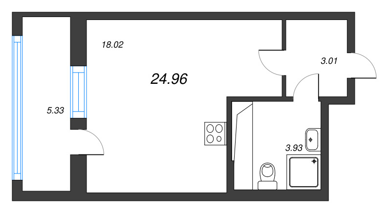 Студия 25 м²
