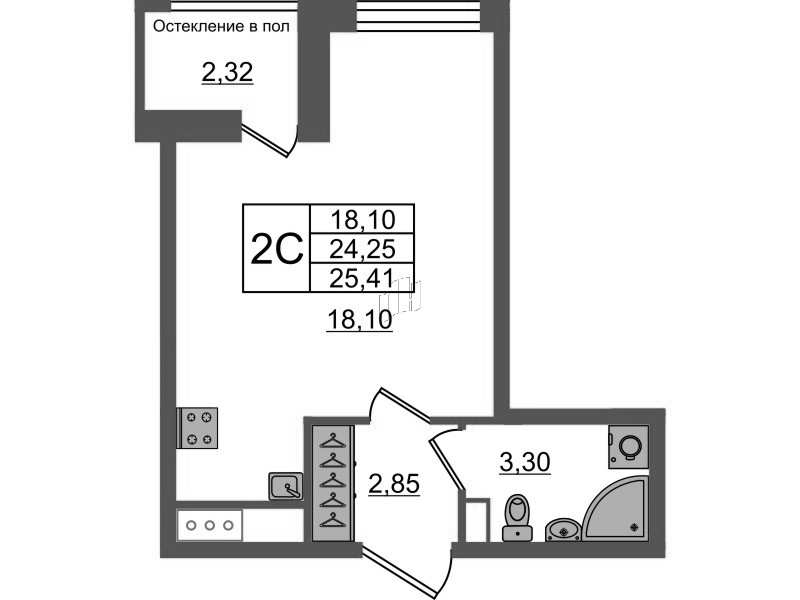 Студия 23,8 м²