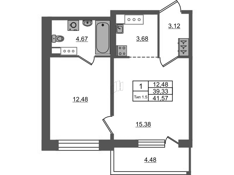 2 ккв (Евро) 39,3 м²