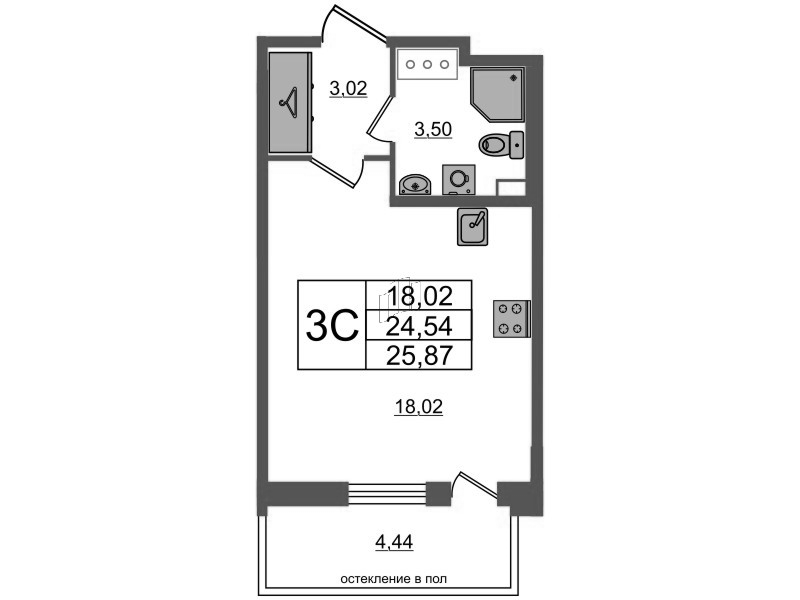 Студия 24,5 м²