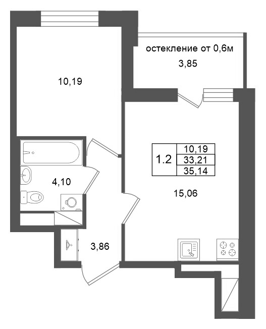 2 ккв (Евро) 33,2 м²