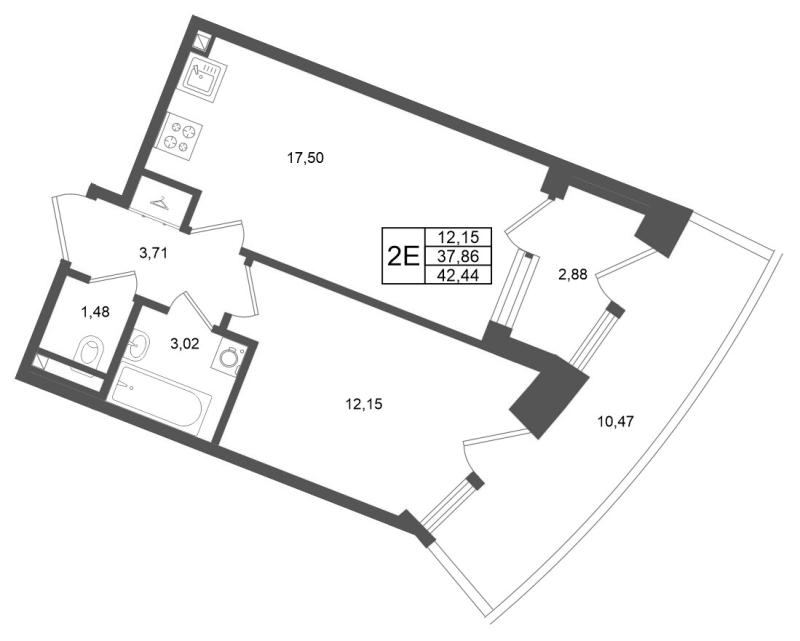 2 ккв (Евро) 37,9 м²