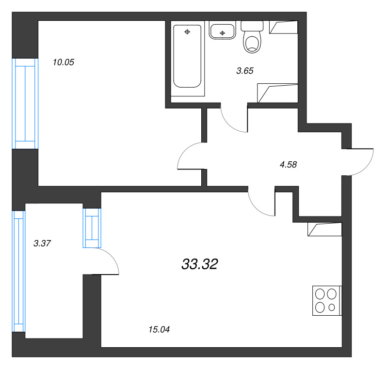 2 ккв (Евро) 33,3 м²